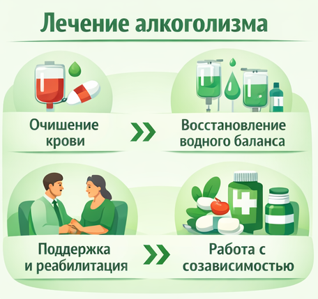 лечение алкоголизма в Гусь-Хрустальном этапы